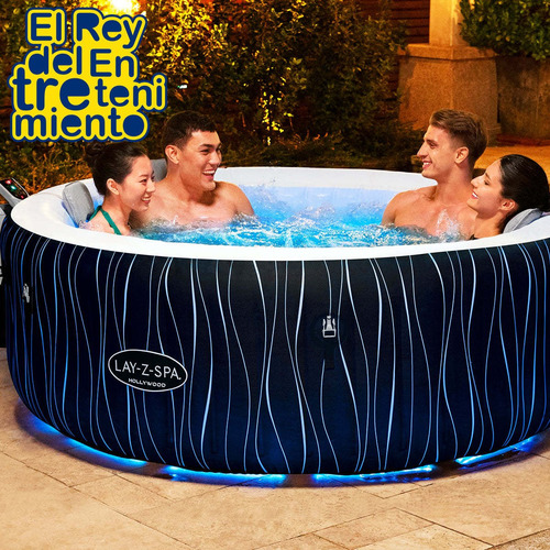 Imagen 4 de 9 de Jacuzzi Spa Bestway Inflable 908l Hidromasaje Luz Led El Rey