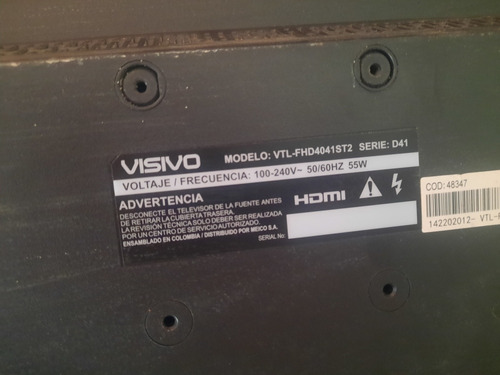 Televisor Visivo Para Repuestos Vtl-fhd4041st2 Serie:d41