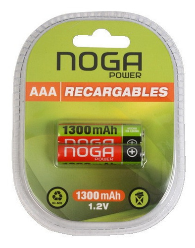 Pila Noga Recargable NP-AAAM 1.3B Cilíndrica - pack de 2 unidades