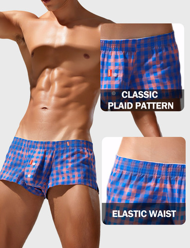 Calzoncillos Boxer 100% Algodón Estampado De Rayas Y Cuadros
