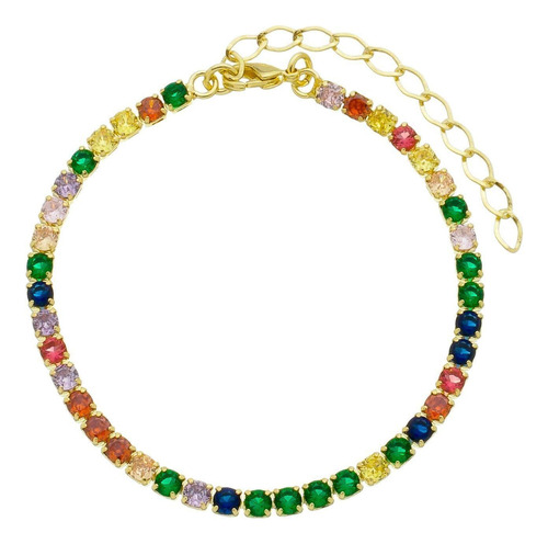 Pulseira Carrê Folheada Ouro 18k Zircônias | 16cm + 5cm