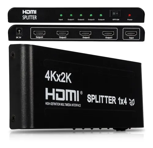 Divisor Splitter De Sinal Hub Hdmi 1x4 Portas 4k E Full Hd Menor preço em Divisor Splitter De Sinal Hub Hdmi 1x4 Portas 4k E Full Hd