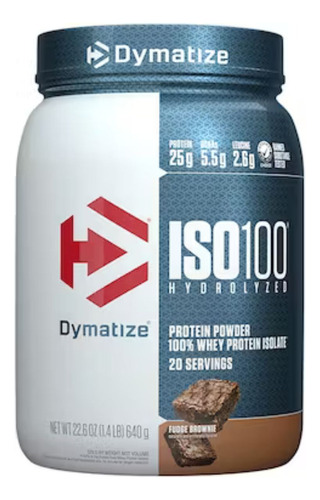 Suplemento em pó Dymatize ISO-100 proteína ISO-100 sabor fudge brownie em pote de 640g