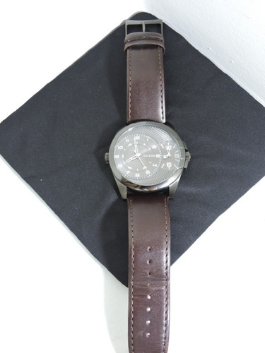 Relógio Guess Masculino Couro Marrom - Cronogrofo Semi-novo