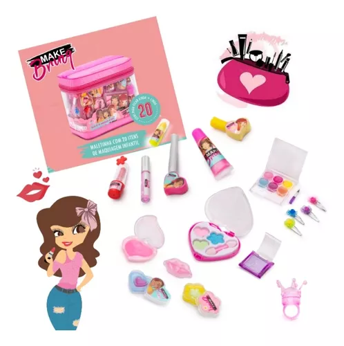 Mala Kit Maquiagem Infantil Barbie Batom Sombra Esmalte