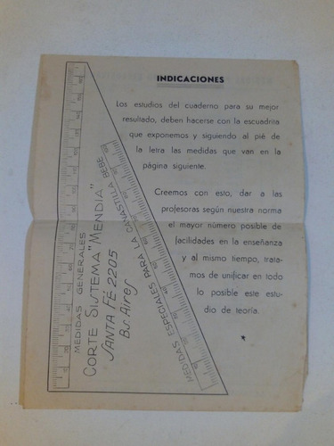 Antiguas Indicaciones De Corte Sistema Mendía De 1943