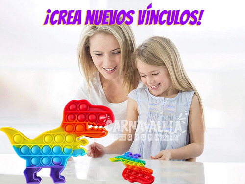 Imagen 6 de 9 de Pop It Juguete Burbujas Antiestres Colores Dinosaurio Rex