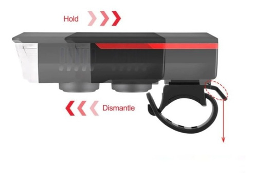 Imagen 6 de 10 de Luz Led Solar Recargable Para Bicicleta Con Bocina Stgo.