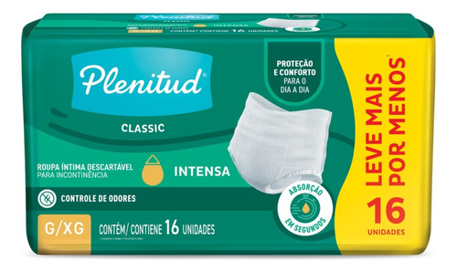 Plenitud Classic roupa íntima para incontinência G/XG 16 unidades