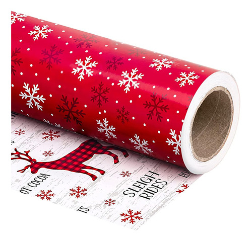 Wrapaholic Reversible Christmas Wrapping Paper - Mini Roll -