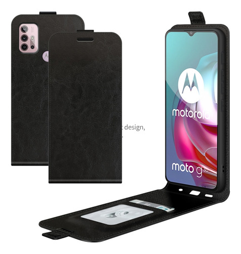 Camiseta De Cuero Con Tapa Vertical Para Motorola Moto G30/g