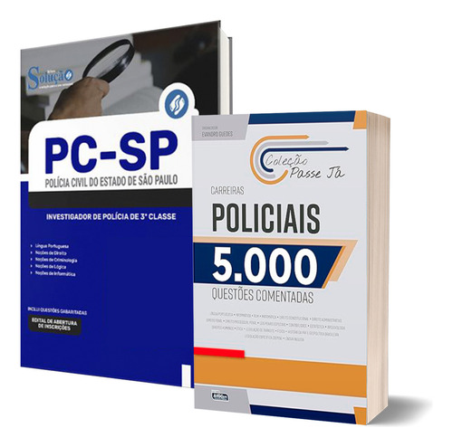 Combo Pc Sp Atualizado Investigador + 5000 Questões Comentadas, De Professores Especializados. Editora Solução Concursos, Capa Mole, Edição Oficial Em Português, 2023