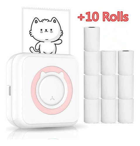 Mini Impresora Térmica Inalámbrica Con 10 Rollos De Adhesivo
