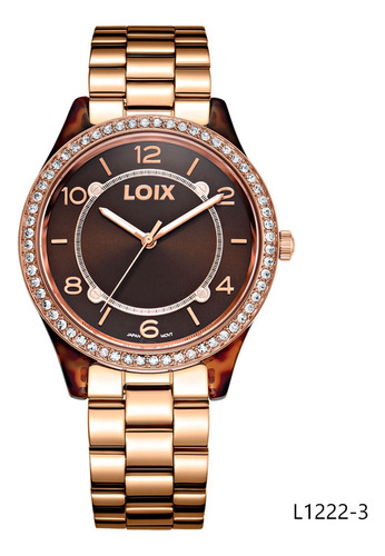 Reloj Mujer Loix® L1222-3 Oro Rosa Con Tablero Café
