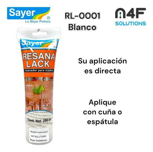 Sayer Resanalack Para Madera Base Agua Blanco (250ml) 3pz