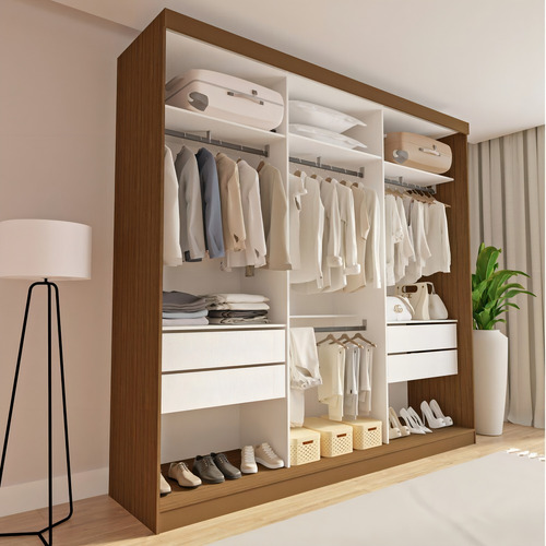 Closet Casal Sem Portas 4 Gavetas Paris Freijó Diwt