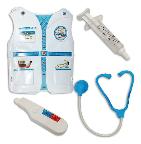 Kit Médico Brinquedo Educativo Profissões Colete Acessorios