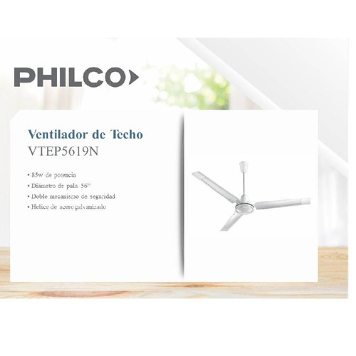 Ventilador De Techo Philco Vtep5619n 56'' 85w