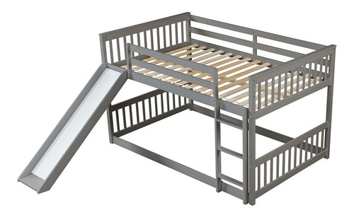 Litera Completa Con Tobogán De Dormitorio Para Niños Gris