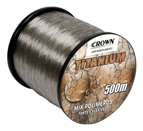Linha Monofilamento Crown Titanium 0.28mm 15lbs - 500m Cor Cinza