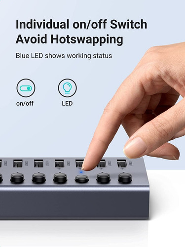 Hub Usb 3.0 De 7 Puertos Interruptores Individuales Ugreen
