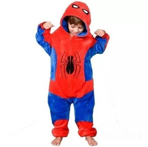 Pijama Kigurumi Spider Enterito Niños Abrigado Suave Disfraz