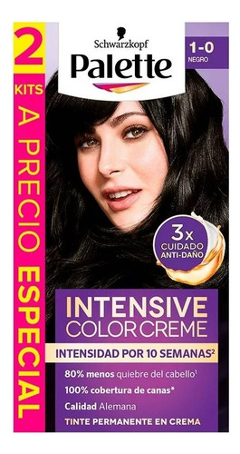 Tinte Para Cabello Palette Intensive Color Creme 1-0 Negro 2