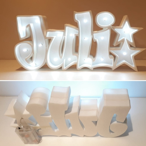 Nombres Iluminados 5 Letras 25 Cm Polyfan Cartel Con Luces