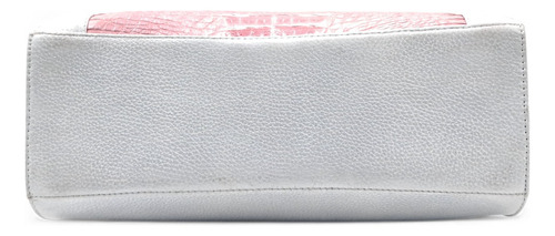 Bolsa De Piel De Cocodrilo Color Rosa Y Gris Para Dama