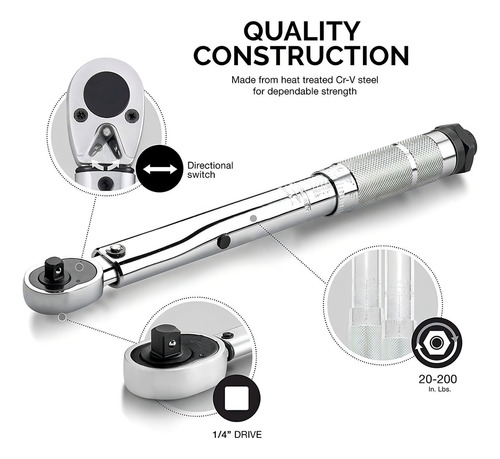 Torquímetro De Trueno Cuadro De 1/4'' Neiko® 20-200 In-lb