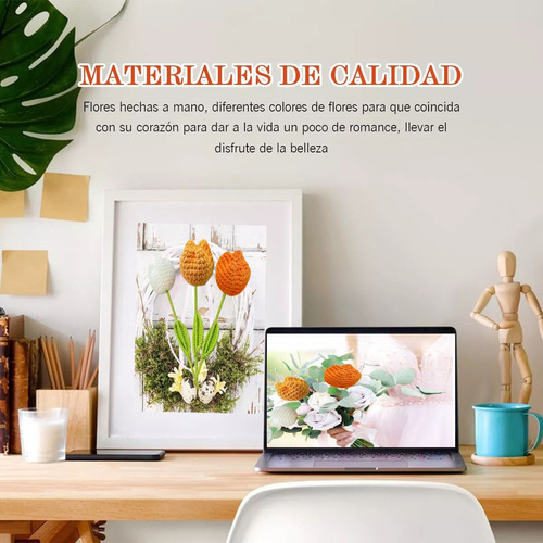 . Ramo De Tulipanes De Ganchillo Hecho A Mano Regalo 1pc