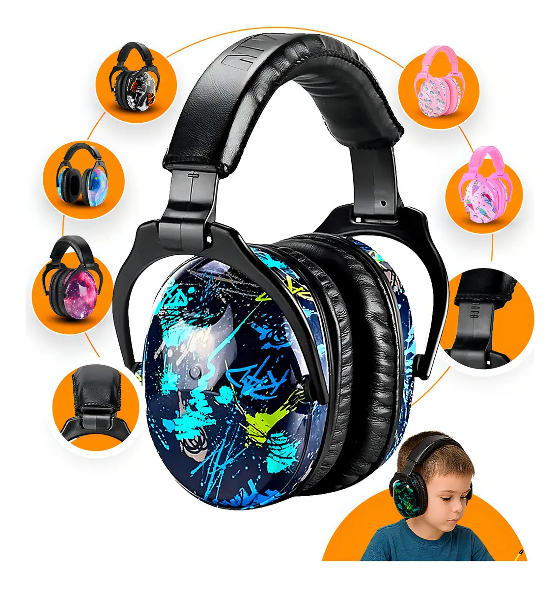 Protetor Auricular Abafador Ruido Autismo Autista Tdah Adulto Infantil Azul Grafite T7
