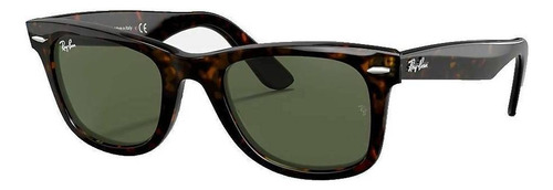 Anteojos de sol Ray-Ban Wayfarer Original Classic Extra extra large con marco de acetato color polished tortoise, lente green de cristal clásica, varilla polished tortoise de acetato - RB2140