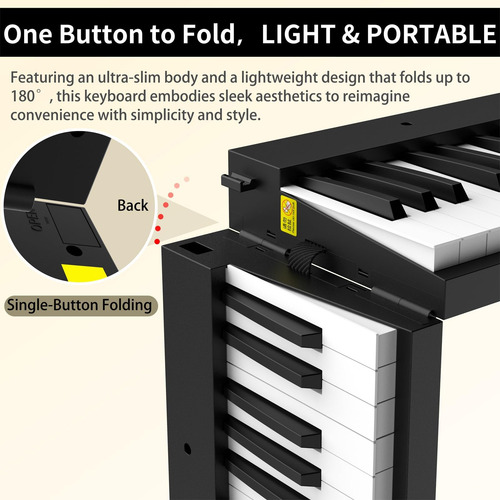 Piano De Teclado Digital Plegable De 88 Key Con Peso Portáti