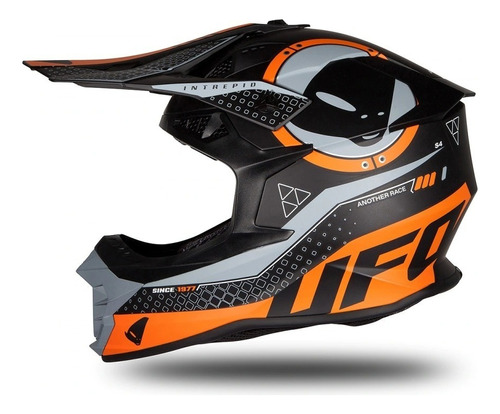 Casco Ufo Intrepid Negro - Naranja Mate Motocross T:l 59-60 