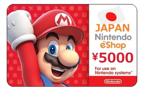 Tarjeta Nintendo Eshop 5000 Yen Japón - Nintenderos