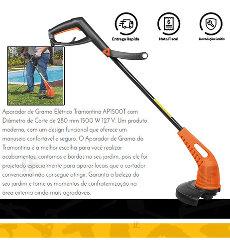 Cortador Aparador De Grama 1500w Ap1500t Tramontina 110v