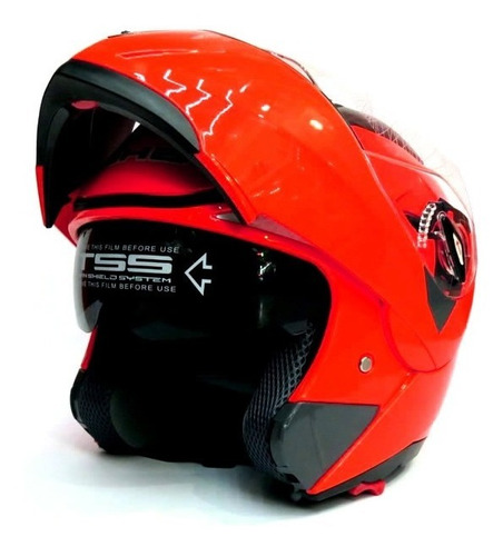 Casco Moto Abatible Ghb 158 Rojo Con Lentes 