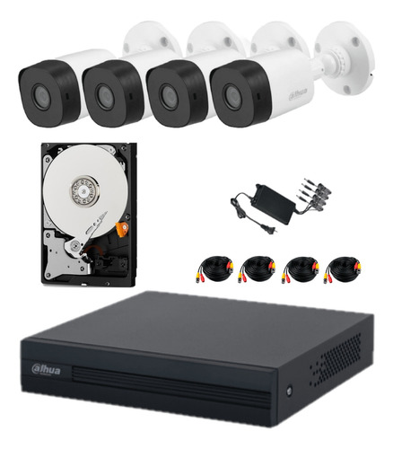Kit 4 Camaras Bullet 2mp Dvr 8ch 1080plite Dahua Cooper 2tb