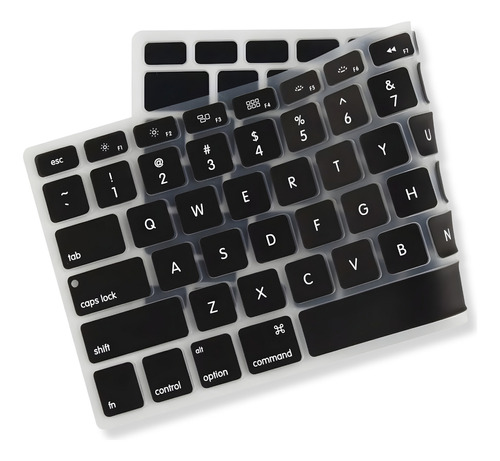 Película De Teclado P/ Macbook Pro 13 Drive Cd/dvd A1278 Cor Preto Com Letras Brancas