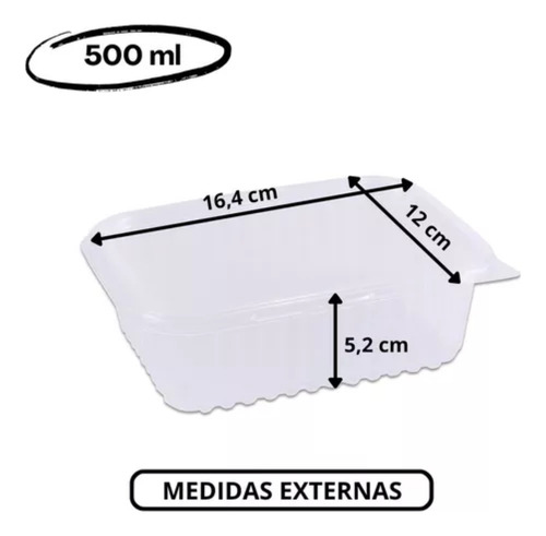 Pote Retangular 500ml Freezer e Microondas 144un PraFesta