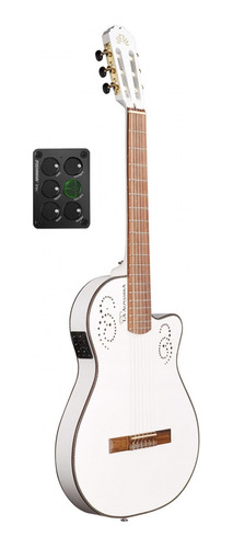 Guitarra Electro Criolla La Alpujarra 300kec Blanca 300kink