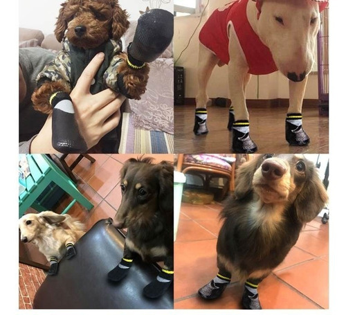 Cão Sapato Impermeável Meia Chuva Antiderrapante Cinza/preto