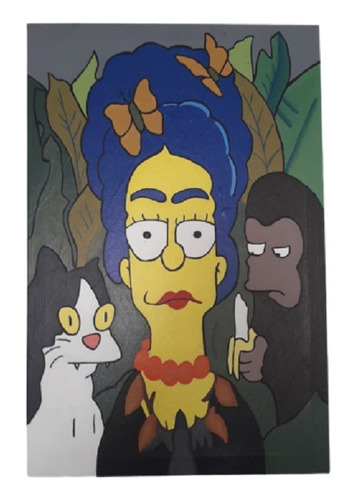 Cuadro Decorativo Pintura Marge Simpson Kahlo 100x80