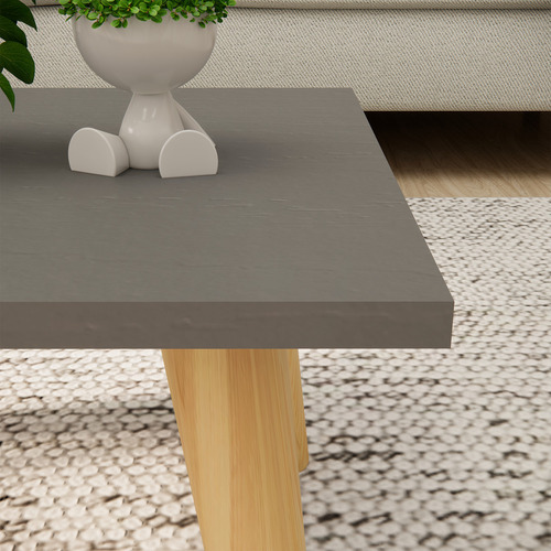 Mesa De Centro Retangular Apoio Sala Sofá Pés Palito Madeira Retro Classic Cor Cinza