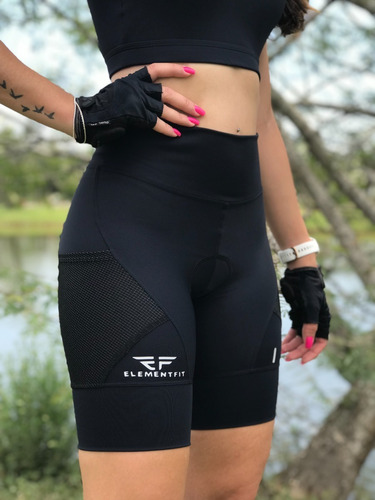 Imagem 3 de 8 de Bermuda Feminina Ciclismo Racing Carbon Bolso Forro Gel 3d