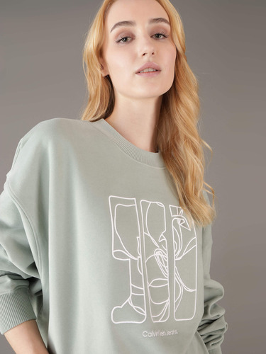 Sudadera Color Verde Con Bordado De Mujer Calvin Klein