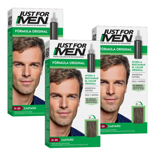 Just For Men Colorante En Shampoo Cubre Canas Pack 3un