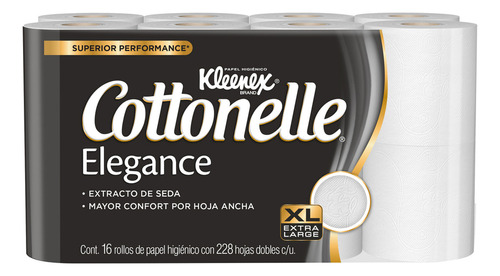 Papel Higiénico Kleenex Cottonelle Elegance 16 Rollos