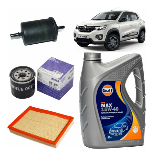 Kit De Cambio De Aceite X3 Filtros + Aceite Renault Kwid 1.0